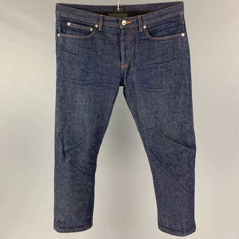 A.P.C. Size 32 Indigo Contrast Stitch Selvedge Denim Cropped Jeans