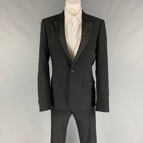 THE KOOPLES Costume smoking à revers en laine noire taille 36