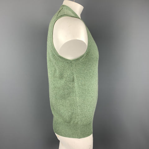 BALLANTYNE Taille XL Gilet pull en cachemire vert mousse à col en V