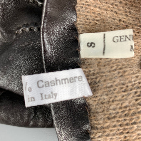 VINTAGE Size S Brown Cashmere Leather Gloves