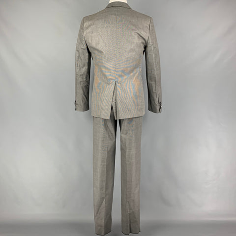 LOVE MOSCHINO Size 40 Black Grey Nailhead Cotton Blend Notch Lapel Suit
