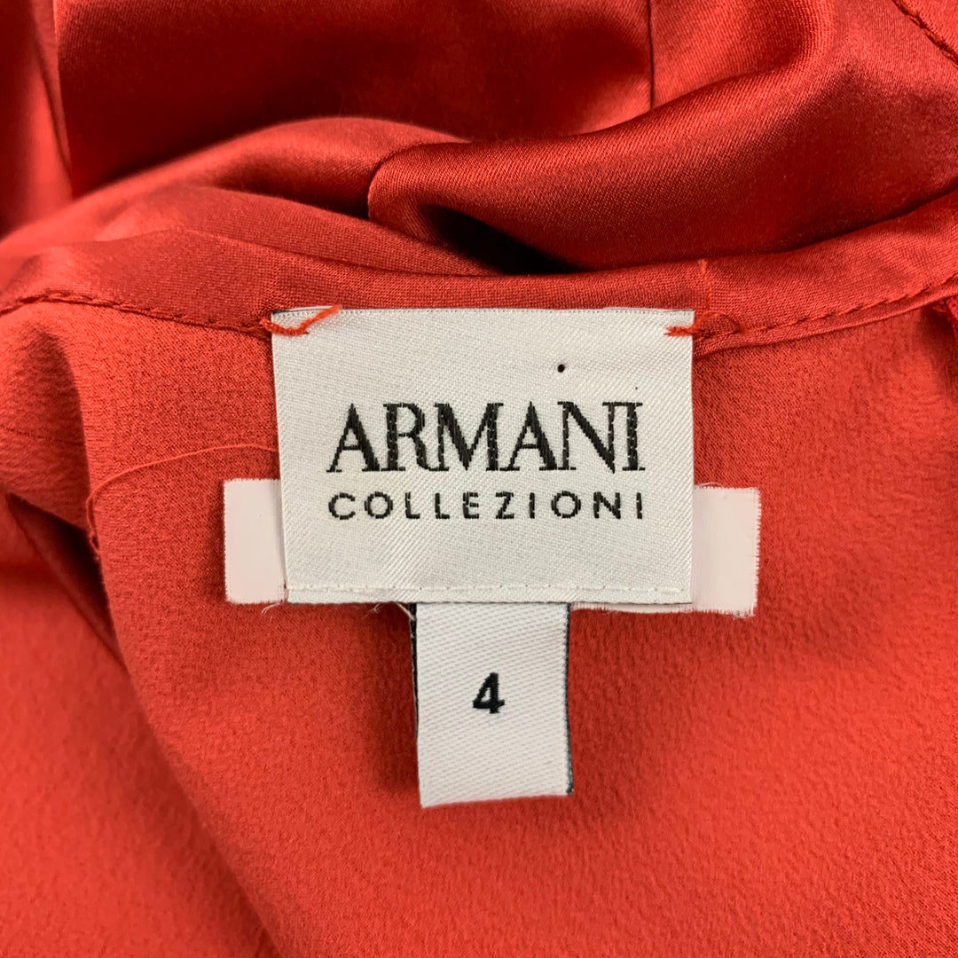 ARMANI COLLEZIONI Size 4 Orange Coral Silk Ruched Sleeveless Cocktail Dress  – Sui Generis Designer Consignment