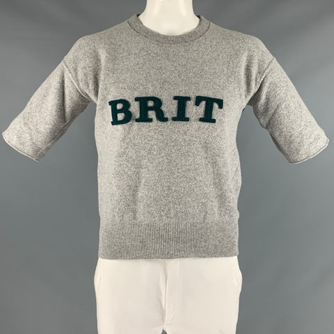 BURBERRY PRORSUM Taille L T-shirt Applique Gris Vert