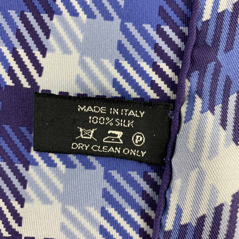 TOM FORD Light Blue & Purple Plaid Silk Pocket Square