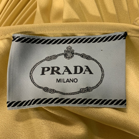 PRADA Robe plissée jaune à manches courtes taille M
