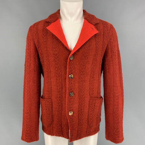 ISSEY MIYAKE Size M Orange Rust Knit Reversible Cardigan