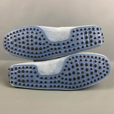 TOD'S Talla 9.5 Mocasines tipo driver de mezclilla desgastados en azul
