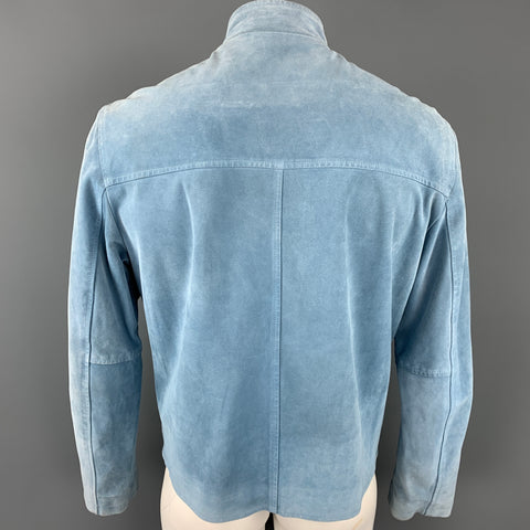 BARNEY'S CO-OP Talla 42 Chaqueta con cremallera de ante azul claro