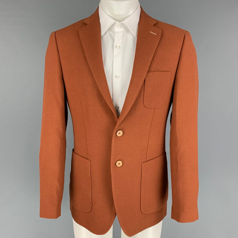 BENJAMIN BARKER Size 38 Copper Wool Notch Lapel Slim Fit Sport Coat
