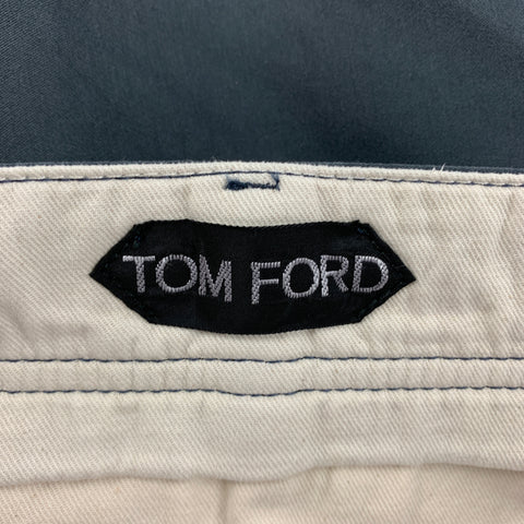 TOM FORD Size 38 Slate Cotton Flat Front Casual Pants
