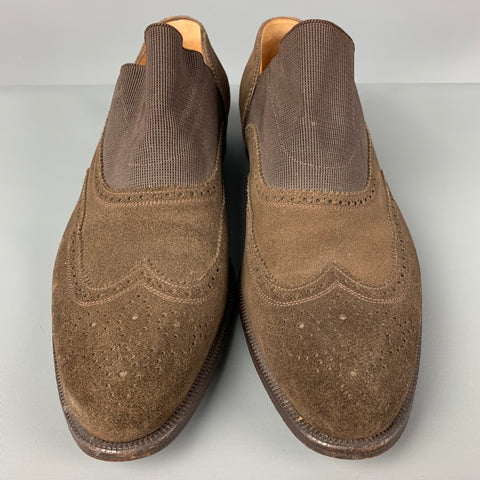STEIGER Size 7.5 Brown Mixed Fabrics Suede Wingtip Loafers