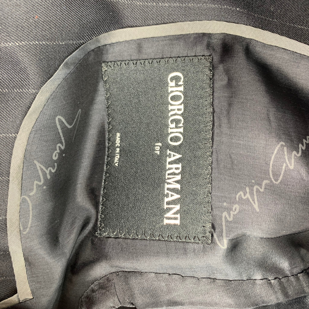 GIORGIO ARMANI Size 36 Regular Navy Chalkstripe Wool Sport Coat