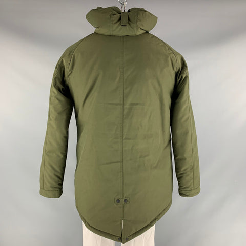 PENFIELD Talla L Abrigo con capucha de poliéster y algodón liso verde oscuro