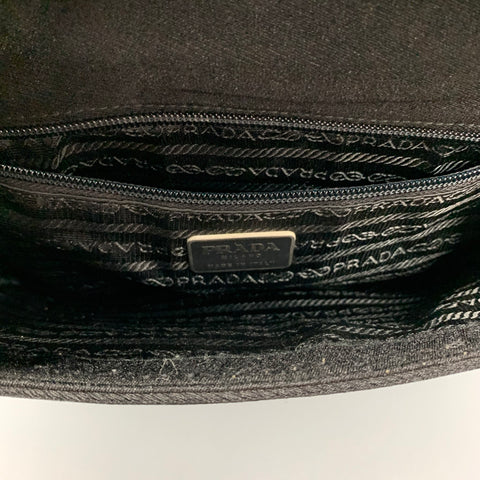PRADA Black Fabric Acetate Chain Shoulder Bag Handbag