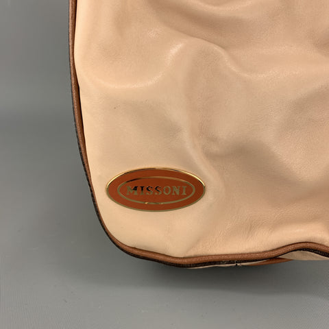 MISSONI Light Pink Leather Double Zip Shoulder Handbag