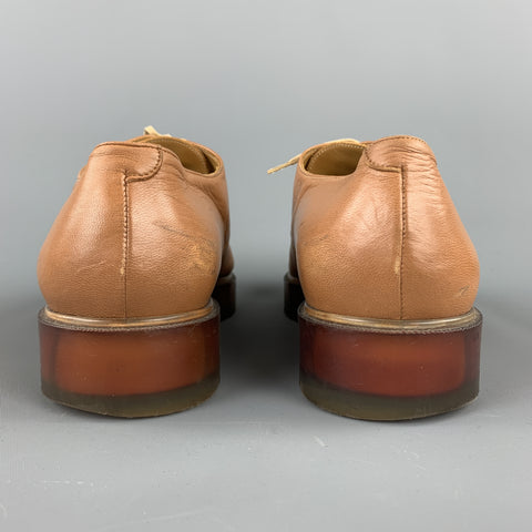 ROBERT CLERGERIE Size 11 Tan  Leather Lace Up See Through Sole Shoes