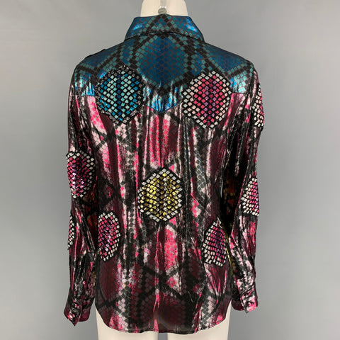 MARC JACOBS Size 2 Multi-Color Silk Polyester Sequin Print Button Up Shirt