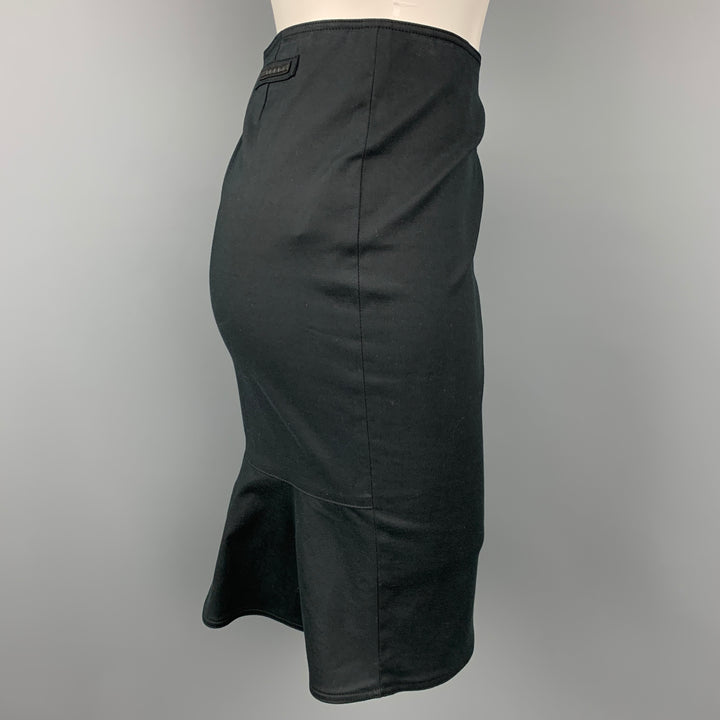 PRADA Size 2 Black Cotton Blend Flounce Skirt