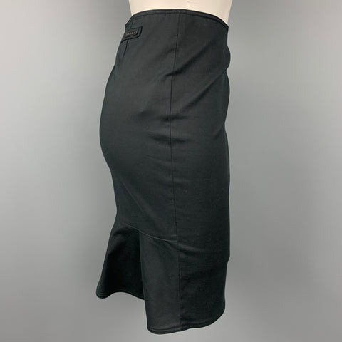 PRADA Taille 2 Jupe à volants en coton mélangé noir