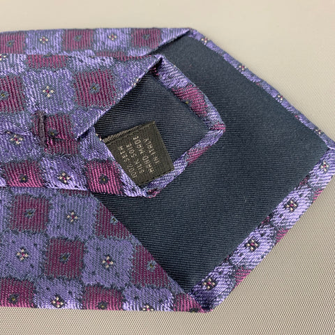 WILKES BASHFORD Corbata de seda cuadrada morada burdeos