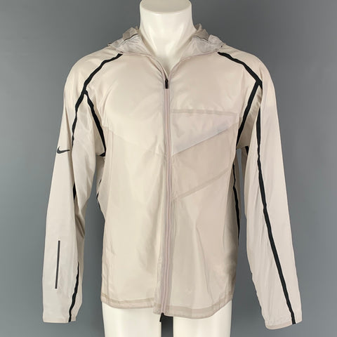 NIKE Chaqueta con cremallera de nailon gris y negro talla M