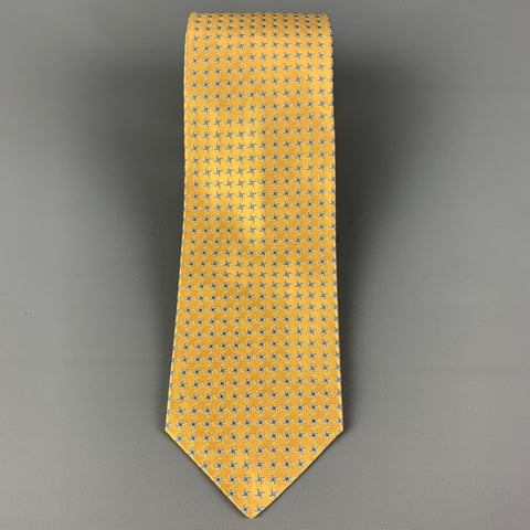KITON Yellow Blue Stars Silk Tie