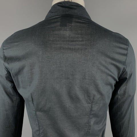 JUST CAVALLI Size M Embellishment Black Cotton Button Up Wide Pointed Collar Long Sleeve Shirt