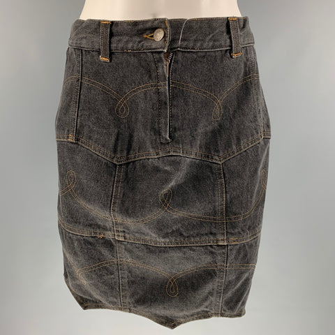 MOSCHINO JEANS Talla M Minifalda vaquera negra con puntadas en contraste