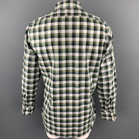 HAMILTON Size L Olive Plaid Cotton Button Down Long Sleeve Shirt