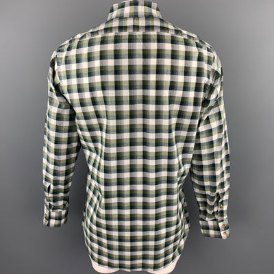 HAMILTON Size L Olive Plaid Cotton Button Down Long Sleeve Shirt