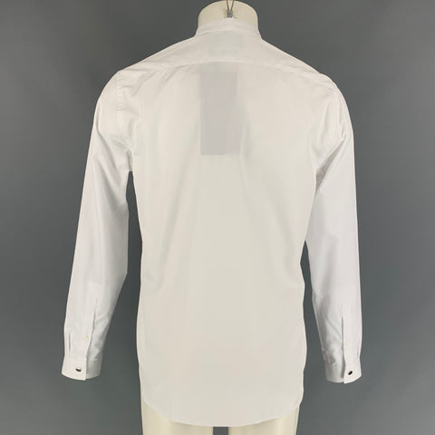 THE KOOPLES Size M White Cotton Nehru Collar Relaxed Long Sleeve Shirt