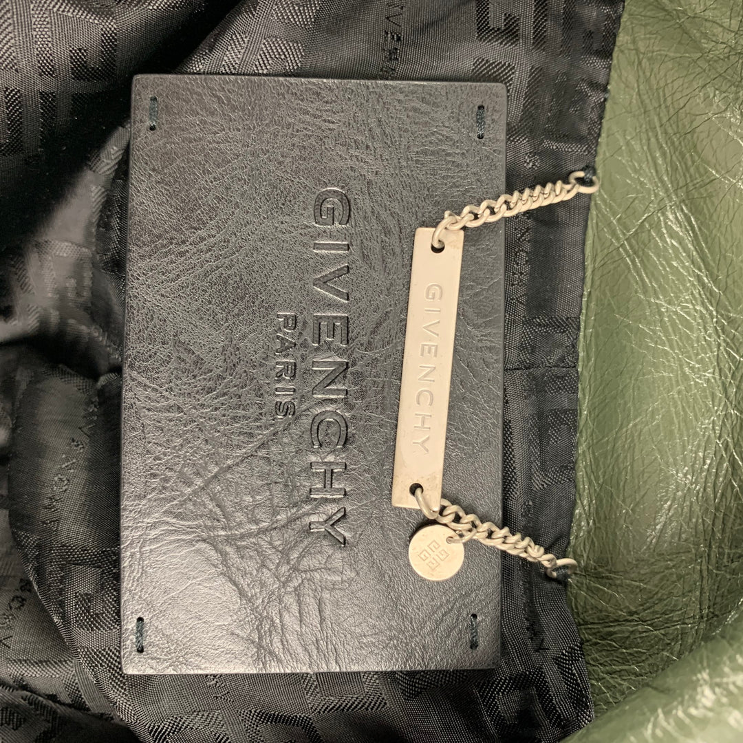 GIVENCHY Size 4 Green Leather Calfskin Biker Jacket