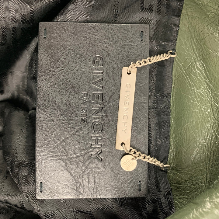 GIVENCHY Size 4 Green Leather Calfskin Biker Jacket