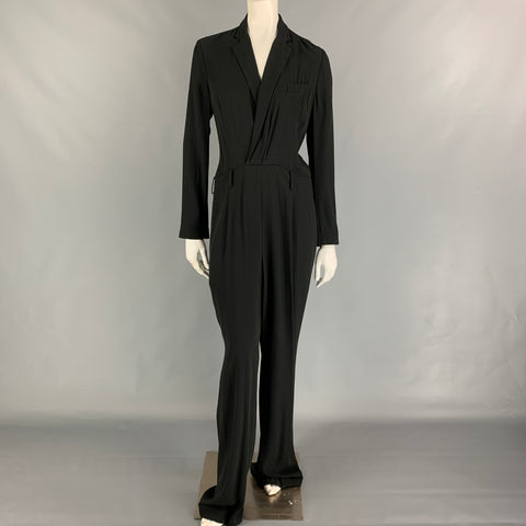 RALPH LAUREN Collection Size 8 Black Viscose Acetate Jumpsuit