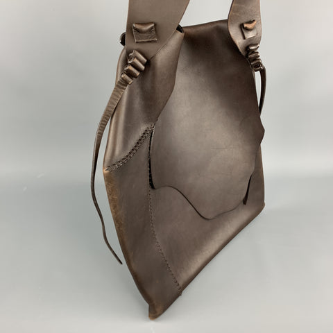 YVES SAINT LAURENT Brown Stitched Leather Flap Bag