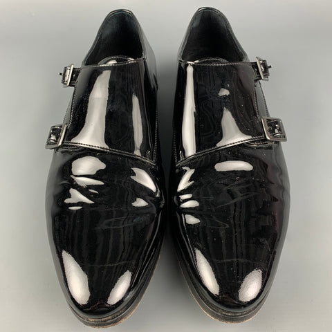 SUIT SUPPLY Size 10 Black Leather Double Monk Strap Loafers