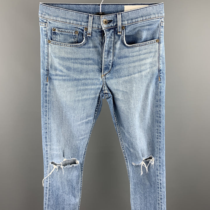 RAG & BONE Size 29 Indigo Washed Cotton / Polyurethane Button Fly Jeans