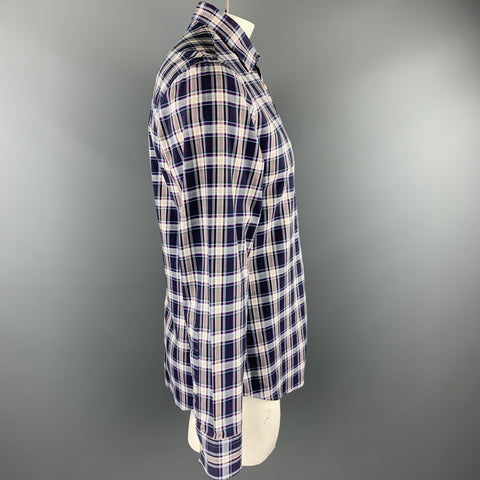 J. LINDEBERG Size L Purple Plaid Cotton Button Up Long Sleeve Shirt