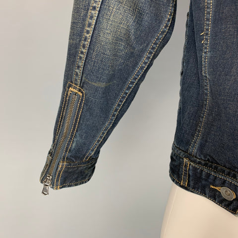 JOHN VARVATOS Size M Blue Embroidery Cotton Jacket