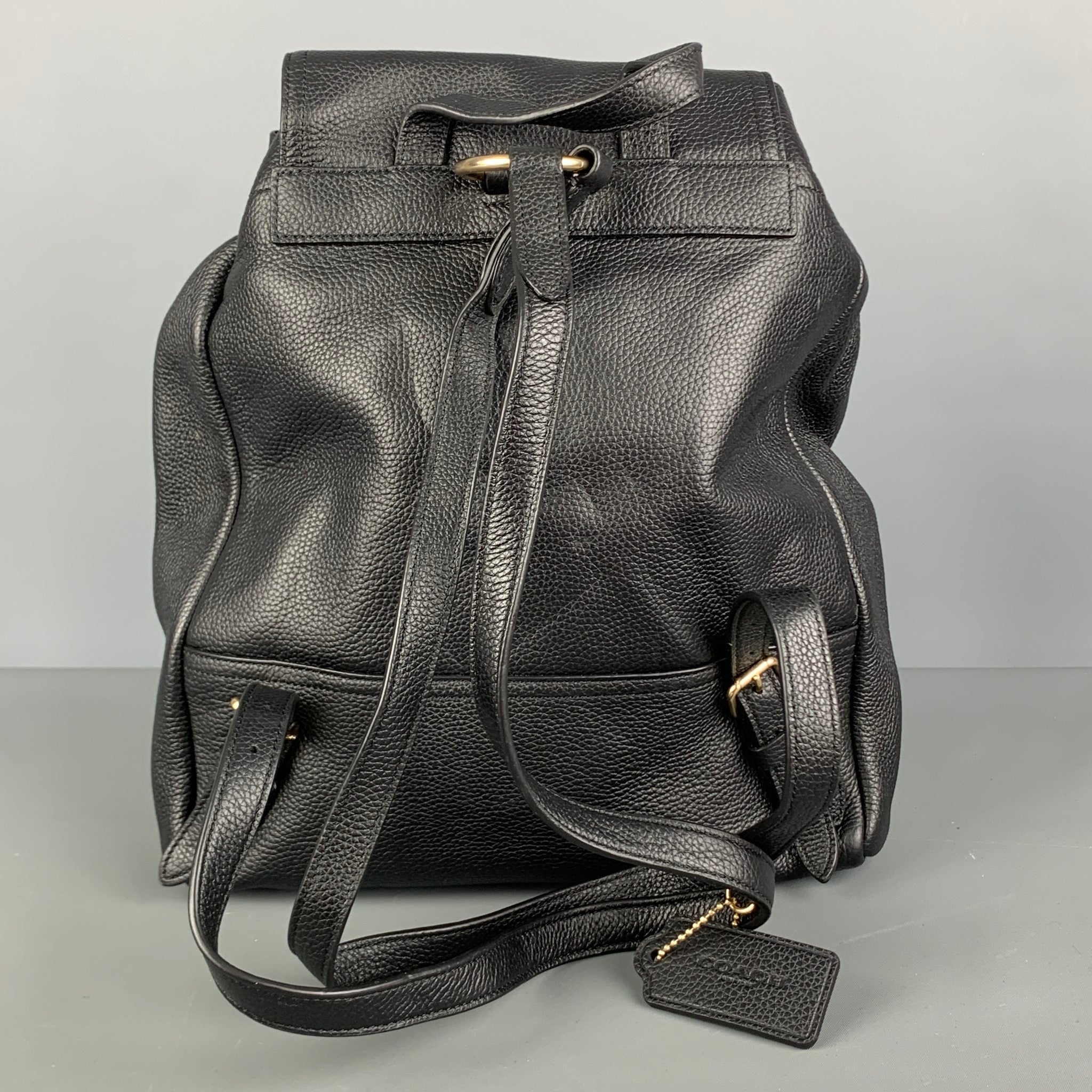 COACH Black Pebble Grain Leather Backpack Handbag & Leather Goods