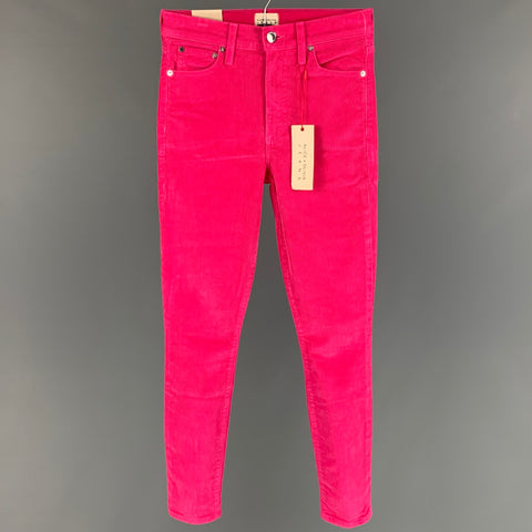 ALICE + OLIVIA Talla 24 Pantalones de corte jean de pana de algodón rosa