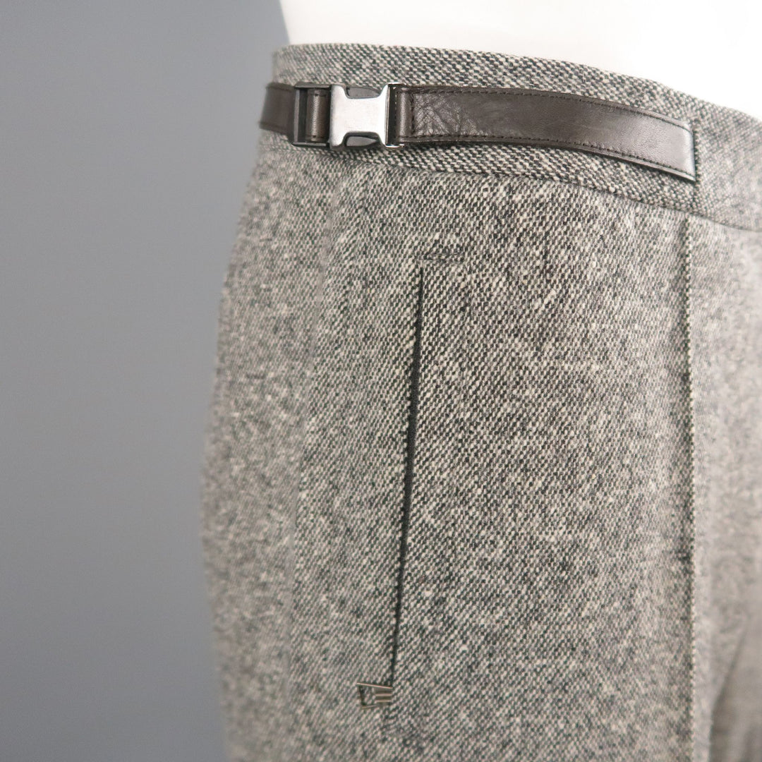 NEIL BARRETT Size 32 X 31 Grey Tweed Wool Side Tabs Dress Pants