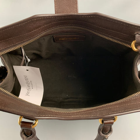 YVES SAINT LAURENT 2012 CABAS Brown Leather Shoulder Bag