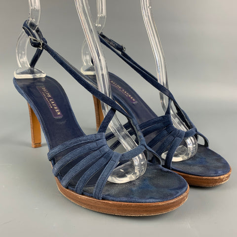 RALPH LAUREN Talla 8 Sandalias de tiras de ante azul