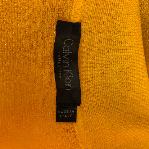 CALVIN KLEIN COLLECTION Size M Yellow Metallic Polyamide Buttoned Polo