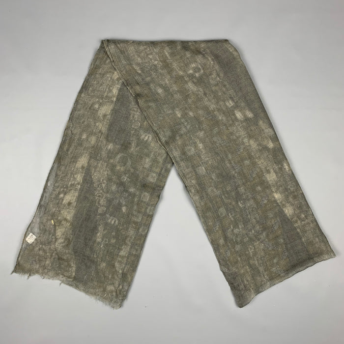BRUNELLO CUCINELLI Olive Abstract Floral Cashmere Fringe Scarf