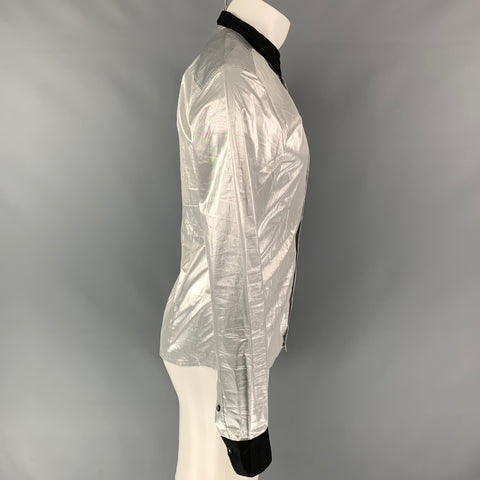 D&G by DOLCE & GABBANA Size XS Silver & Black Metallic Button Up Long Sleeve Shirt