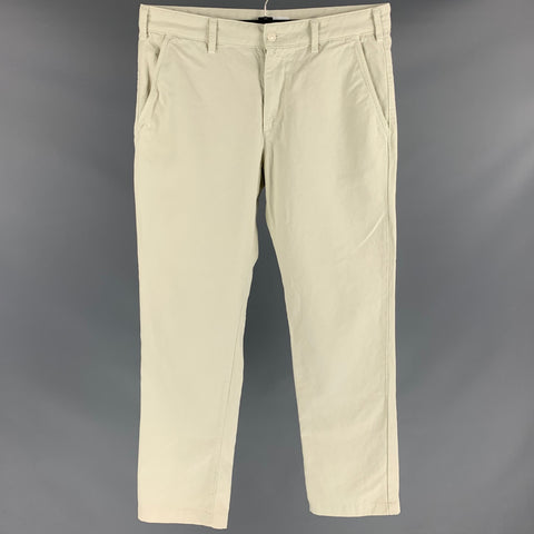 SKU Size 32 Off White Cotton Zip Fly Casual Pants