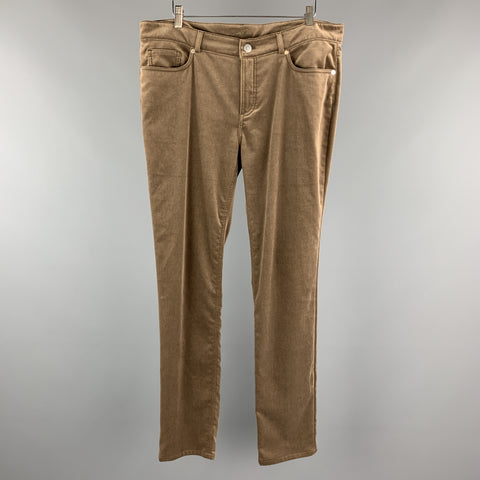 LORO PIANA Size 12 Taupe Cotton / Elastane  Dress Pants