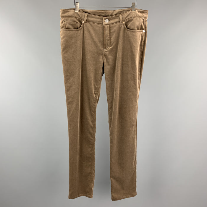 LORO PIANA Size 12 Taupe Cotton / Elastane  Dress Pants